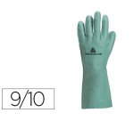 Gant nitrile deltaplus floqué coton longueur 33cm épaisseur 0.40mm coloris vert taille 9/10 paire