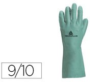 Gant nitrile deltaplus floqué coton longueur 33cm épaisseur 0.40mm coloris vert taille 9/10 paire
