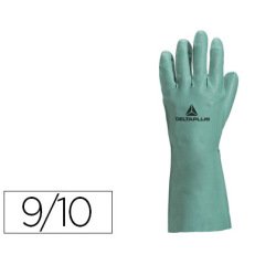 Gant nitrile deltaplus floqué coton longueur 33cm épaisseur 0.40mm coloris vert taille 9/10 paire