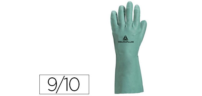 Gant nitrile deltaplus floqué coton longueur 33cm épaisseur 0.40mm coloris vert taille 9/10 paire