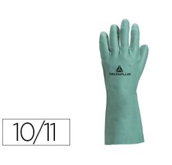 Gant nitrile deltaplus floqué coton longueur 33cm épaisseur 0.40mm coloris vert taille 10/11 paire