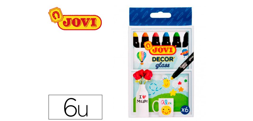 Craie cire jovi décor glass toutes superficies non poreuses non permanente étui 6 unités