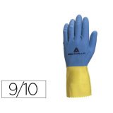Gant ménage deltaplus latex floqué longueur 30cm épaisseur 0.60mm coloris bleu/jaune taille 9/10 paire