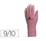Gant ménage deltaplus latex floqué longueur 30cm épaisseur 0.38mm coloris rose taille 9/10 paire