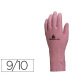 Gant ménage deltaplus latex floqué longueur 30cm épaisseur 0.38mm coloris rose taille 9/10 paire