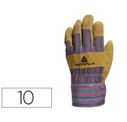 Gant docker deltaplus croûte bovin dos toile épaisseur croûte 0.7/0.9mm coloris beige/bleu marine taille 10 paire