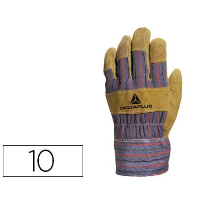 Gant docker deltaplus croûte bovin dos toile épaisseur croûte 0.7/0.9mm coloris beige/bleu marine taille 10 paire