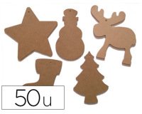 Forme noël culture club à décorer mdf 14cm hauteur assortiment 5 formes différentes 50 pièces à suspendre