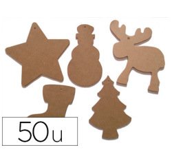 Forme noël culture club à décorer mdf 14cm hauteur assortiment 5 formes différentes 50 pièces à suspendre