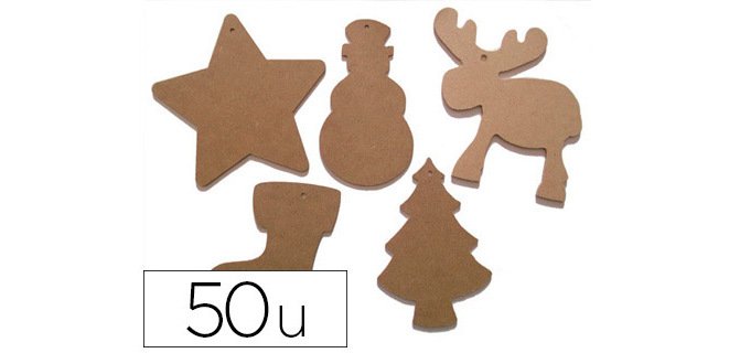 Forme noël culture club à décorer mdf 14cm hauteur assortiment 5 formes différentes 50 pièces à suspendre