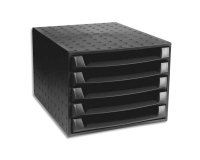 Module classement exacompta the box ecoblack 5 tiroirs 387x284x218mm coloris noir