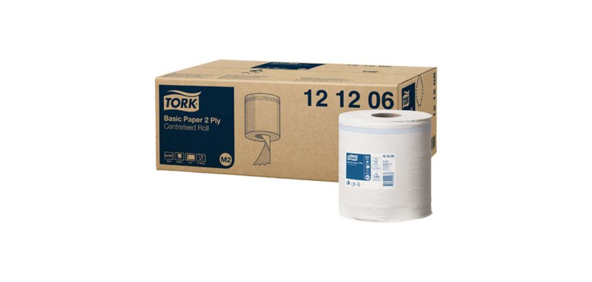 Tork papier d'essuyage basic pour distributeur à dévidage  central blanc m2 lot de 6