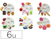 Moule dtm mini silicone diamètre 70mm réalisation miniature pâte polymère four modèles assortis lot 6 unités