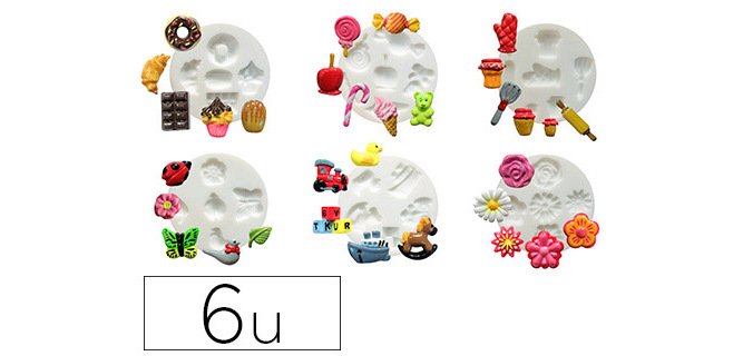 Moule dtm mini silicone diamètre 70mm réalisation miniature pâte polymère four modèles assortis lot 6 unités