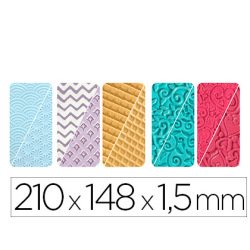 Plaque texture graine creative souple thermoformee 210x148x1,5mm rouleau ou machine a pate motifs assortis paquet 5 uni