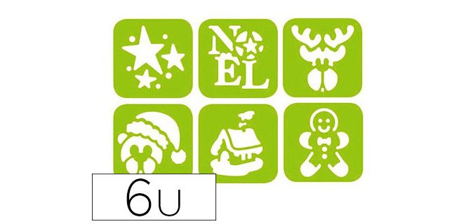 Pochoir graine creative noel 145x145mm modeles assortis lot6 unites