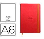 Rhodiarama carnet rembordé rigide 9x14 cm 192 pages uni papier ivoire 90g fermeture élastique - Coquelicot