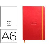 Rhodiarama carnet rembordé rigide 9x14 cm 192 pages uni papier ivoire 90g fermeture élastique - Coquelicot