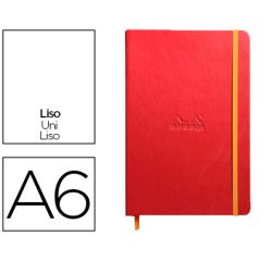 Rhodiarama carnet rembordé rigide 9x14 cm 192 pages uni papier ivoire 90g fermeture élastique - Coquelicot