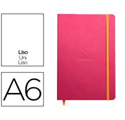 Rhodiarama carnet rembordé rigide 9x14 cm 192 pages uni papier ivoire 90g fermeture élastique - Framboise
