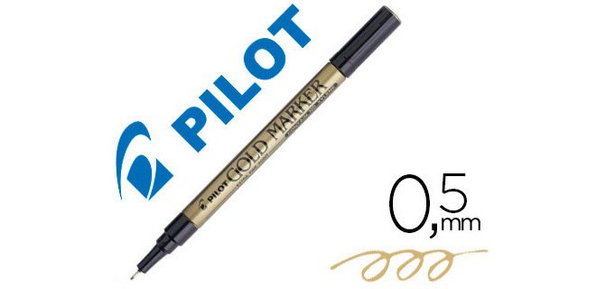 Marqueur pilot feutre permanent encre métallique pointe non bisautée extra fine polyacétate 0.5mm or