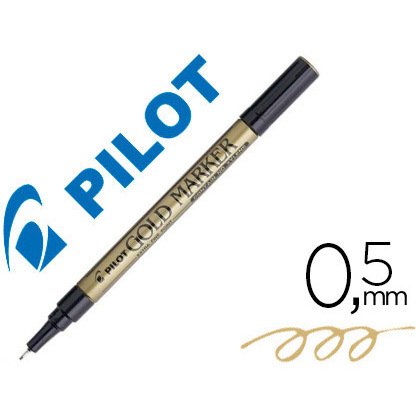 Marqueur pilot feutre permanent encre métallique pointe non bisautée extra fine polyacétate 0.5mm or