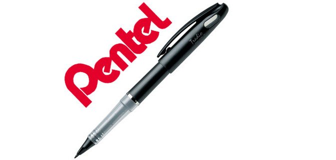 Stylo feutre à plume rechargeable encre liquide Pentel Tradio TRJ 50, noir