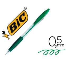 Stylo-bille bic atlantis écriture moyenne 0.5mm encre douce bille réctractable corps cristal clip grip préhension vert