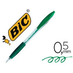 Stylo-bille bic atlantis écriture moyenne 0.5mm encre douce bille réctractable corps cristal clip grip préhension vert