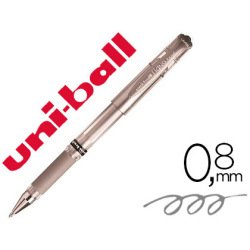 Stylo-bille uniball signo broad écriture large 0.8mm pointe 1mm grip caoutchouc encre gel résistant eau lumière argent
