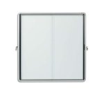 Vitrine portes coulissantes nobo verre épaisseur 4mm fond métallique magnétique cadre alum. anodisé 12f a4 141x76.6x6cm