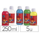 Peinture à l'eau culture club repositionnable coloris assortis lot 5 flacons 250ml + 10 stylos applicateurs offerts