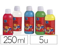 Peinture à l'eau culture club repositionnable coloris assortis lot 5 flacons 250ml + 10 stylos applicateurs offerts