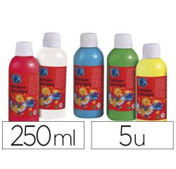 Peinture à l'eau culture club repositionnable coloris assortis lot 5 flacons 250ml + 10 stylos applicateurs offerts