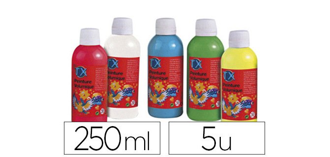Peinture à l'eau culture club repositionnable coloris assortis lot 5 flacons 250ml + 10 stylos applicateurs offerts