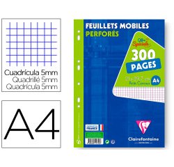 Feuillets mobiles sous film A4 300 pages perforées petits carreaux