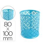 Pot a crayons q-connect motif metallique hauteur 100 mm     diametre 80mm coloris         turquoise