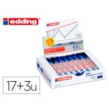 Marqueur edding e-660 tableaux blancs effacable a   sec pointe moyenne trace      1,5/3mm bleu pack 17 + 3