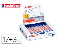 Marqueur edding e-660 tableaux blancs effacable a   sec pointe moyenne trace      1,5/3mm bleu pack 17 + 3