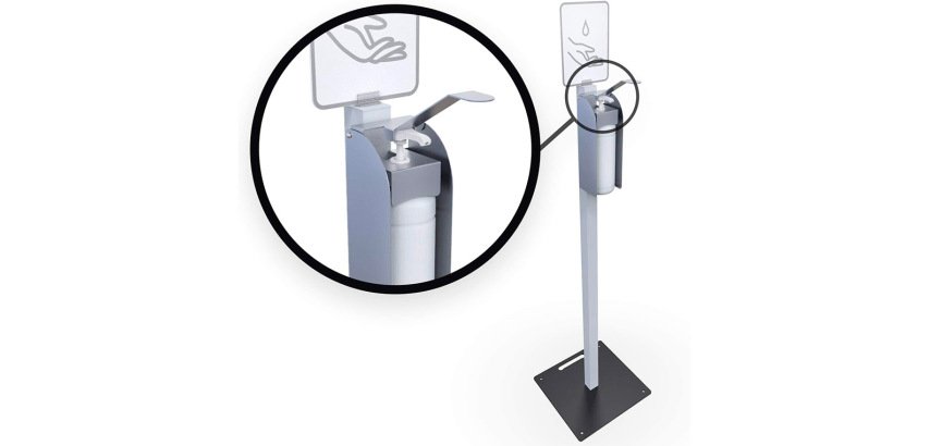 Borne de desinfection hps avec distributeur de gel      hydroalcoolique acier corps   abs coloris blanc