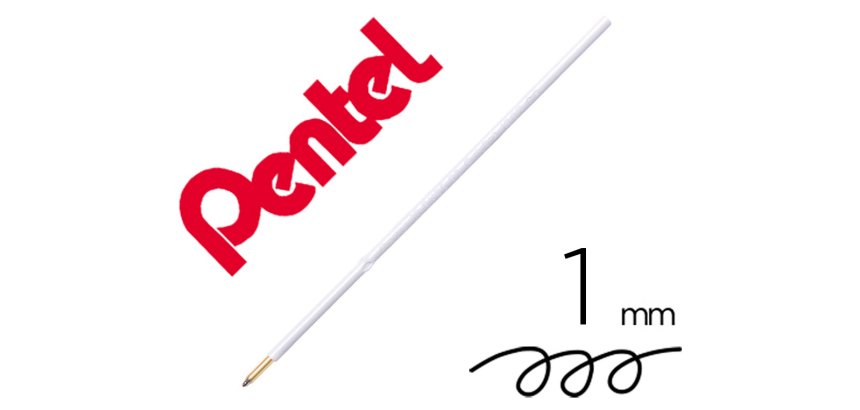 Recharge pour stylo-bille retractable pentel bx470 izee pointe large 1mm encre noire  sachet 2 unites