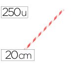 Paille en papier biodegradable coldis diametre 6mm longueur 20cm coloris     rouge/blanc boite 250 unites
