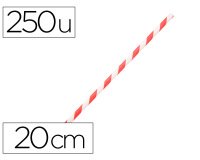 Paille en papier biodegradable coldis diametre 6mm longueur 20cm coloris     rouge/blanc boite 250 unites