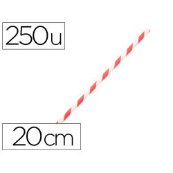 Paille en papier biodegradable coldis diametre 6mm longueur 20cm coloris     rouge/blanc boite 250 unites