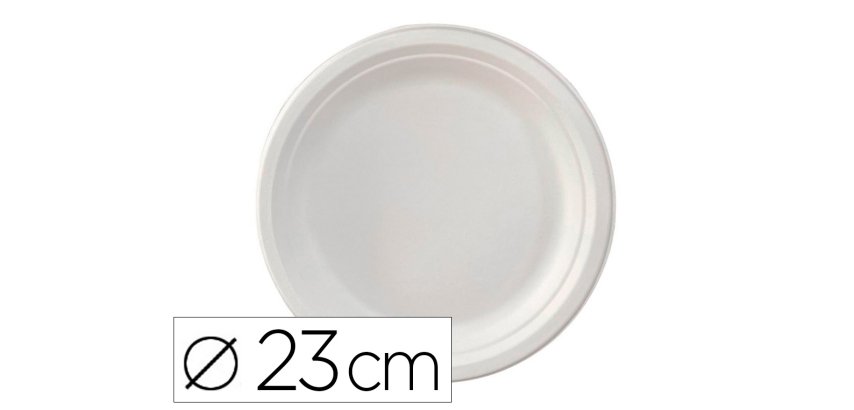 Assiette plate ivoire coldis fibres vegetales              biodegradable diametre 23cm   sachet 50 unites