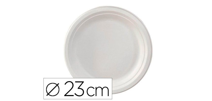 Assiette plate ivoire coldis fibres vegetales              biodegradable diametre 23cm   sachet 50 unites