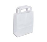 Sac kraft 70g/m2 poignees plates 22x10x28cm paquet 50   unites coloris blanc