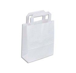 Sac kraft 70g/m2 poignees plates 22x10x28cm paquet 50   unites coloris blanc