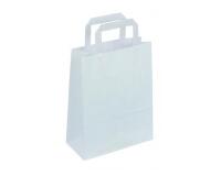 Sac kraft 90g/m2 poignees plates  32x15x40cm paquet 50  unites coloris blanc