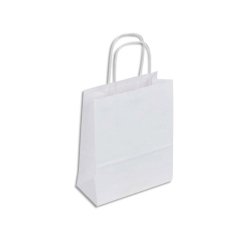 Sac kraft 90g/m2 poignees torsadees 22x10x31cm paquet   50 unites coloris blanc 21145